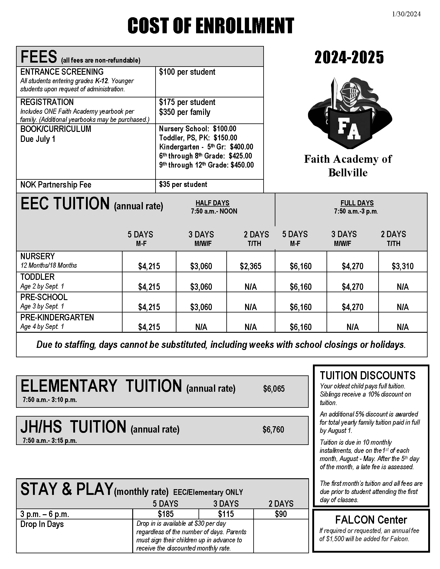 Tuition & Fees Faith Academy Bellville